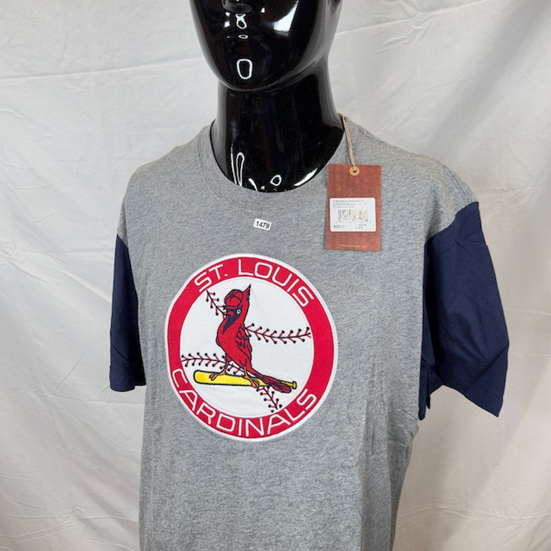 Mitchell & Ness MLB Color Blocked S/S Tee St. Louis Cardinals Gray Navy Size XL