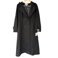Anne Klein Double-Breasted Hooded Coat Cashmere Blend Black Womens Size 2