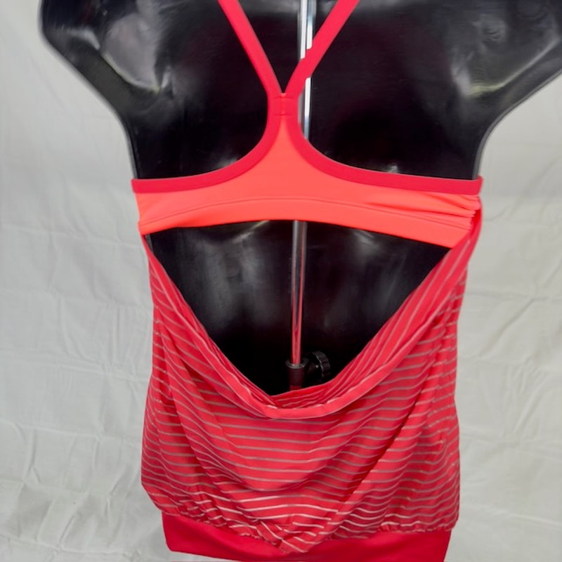 Nike Striped Layered Tankini Top Dri-Fit Racerback Swoosh Pink Womens XS