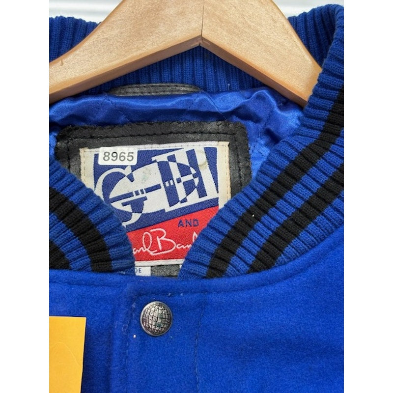 G-III Carl Banks NY Giants Leather Varsity Bomber Jacket Blue/Black Mens Size XL
