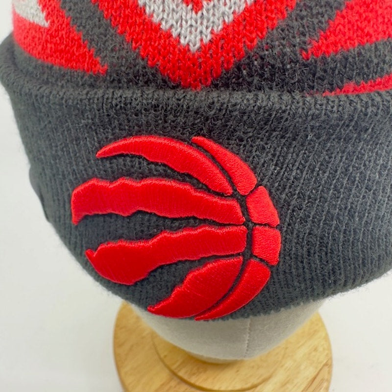 New Era Toronto Raptors Beanie Hat Cuffed Knit Pompom Mens Red Black OS