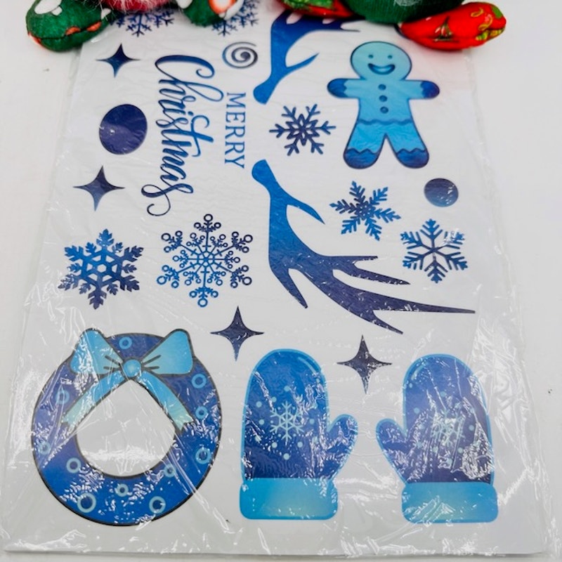 NEW 2-Pc Gnomes Santa Claus & Christmas Decals Mirror Wall Stickers Set