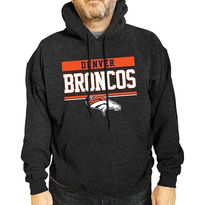 Campus Colors Denver Broncos Gameday Hoodie Sweatshirt Heather Gray Mens XL