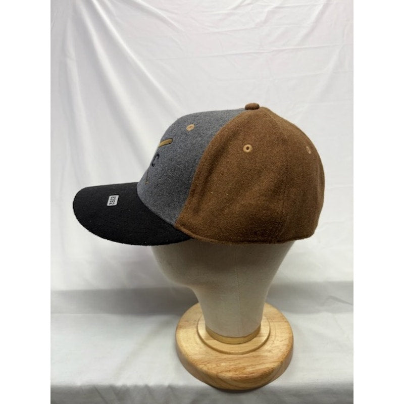 Billy Reid Wool Baseball Hat Leather Strap Cap Gray Brown Adult Size L/XL