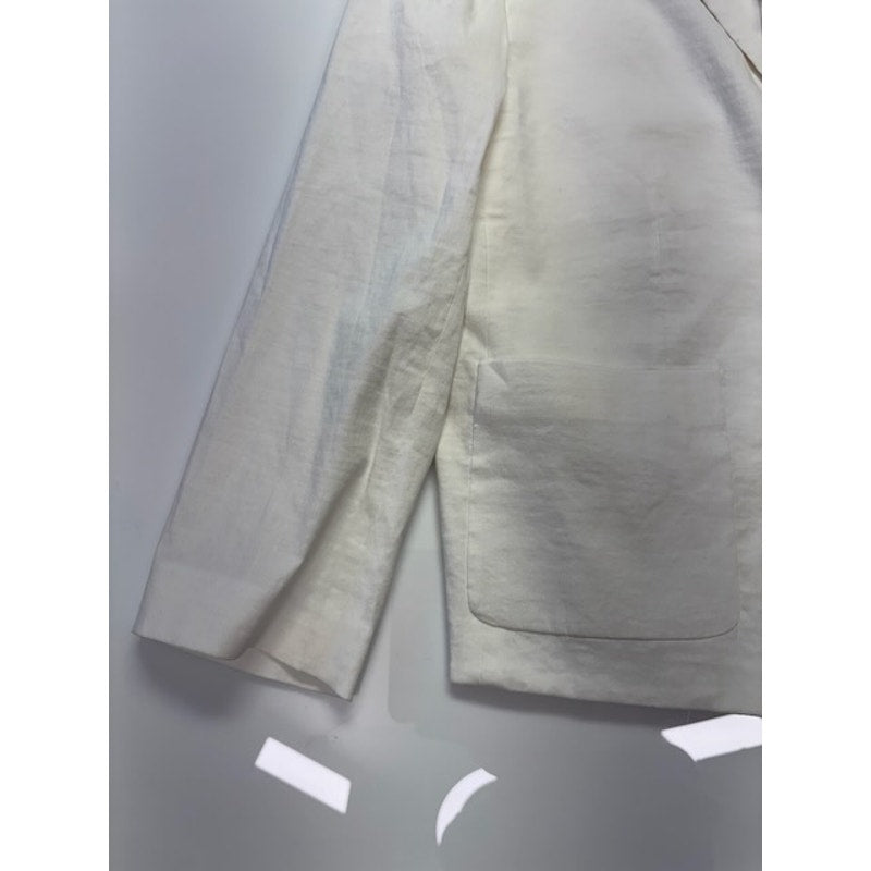 Theory Shrunken Patch Pocket Blazer Button Front White Crunch Womens Size 4