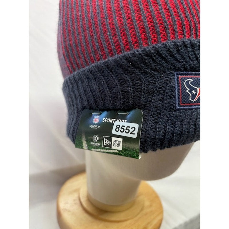 New Era Houston Texans Sport Knit Beanie Cuffed NFL Hat Red Navy Mens OSFM