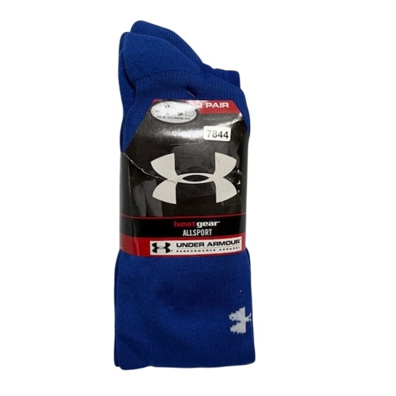3 Pairs Under Armour HeatGear Team OTC AllSport Socks Blue Adult Size XL