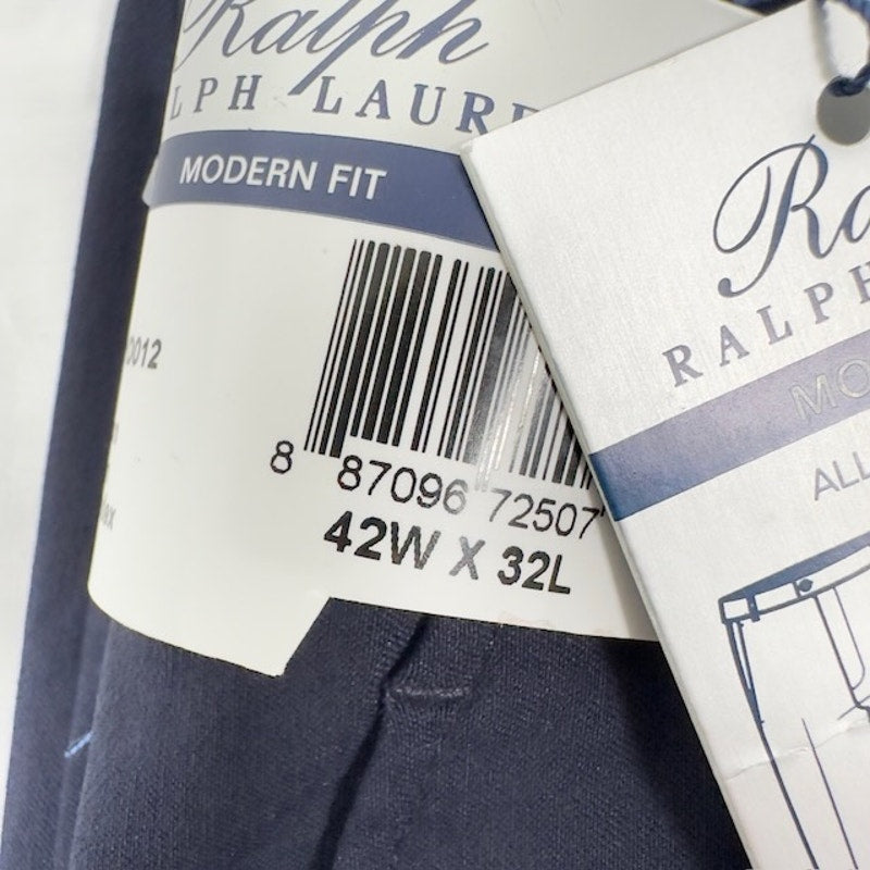 Ralph Lauren Modern Fit Pants Flat Front All Way Stretch Dark Navy Men 42x32