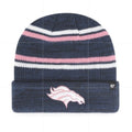 47 Brand NFL Denver Broncos Marled Stripe Cuff Knit Beanie Navy Pink OS
