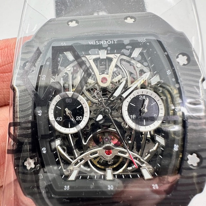 Wishdoit Watches The Pioneer Wrist Watch Stainless Steel Black Red Strap OS