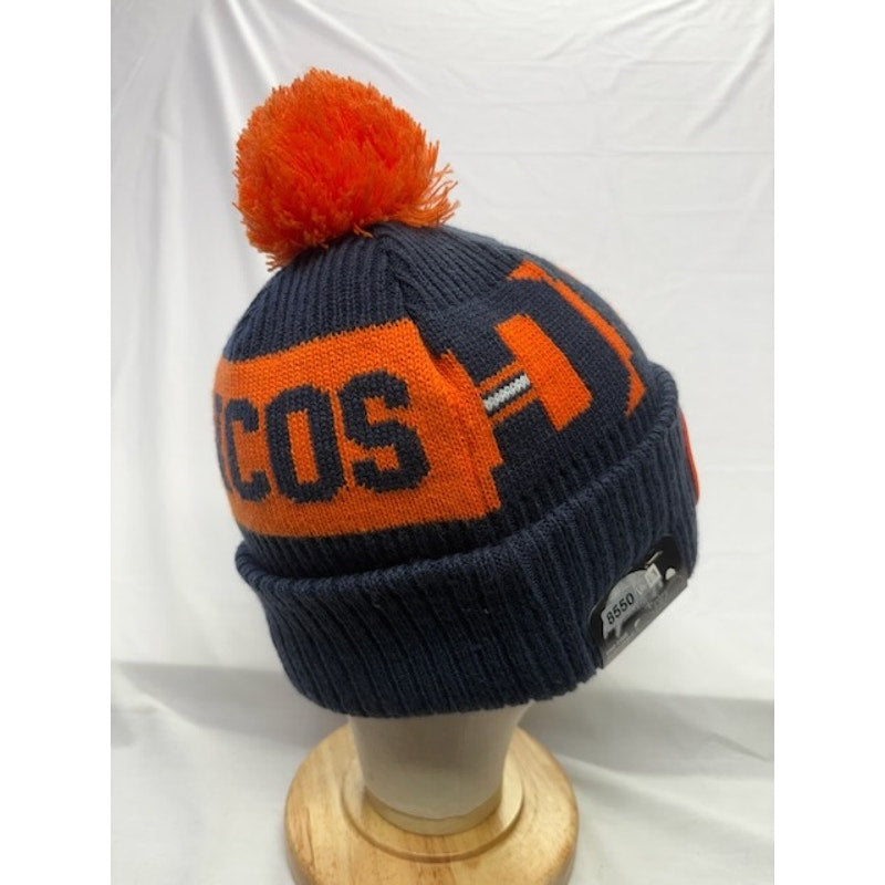 New Era Denver Broncos 2020 Sport Pom Cuffed Knit Hat Navy Orange Adult OSFM