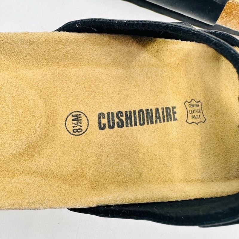 Cushionaire Lane Slide Sandals Suede Insole Faux Leather Black Mens 8.5M