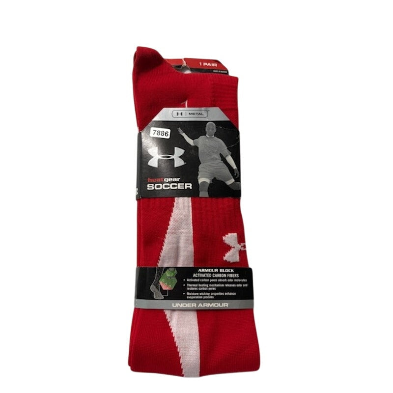 Under Armour HeatGear Soccer Socks Over The Calf Red/White Adult Size L