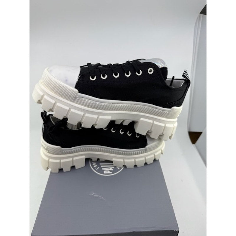 Palladium Revolt Lo Tx Platform Boots 97243-016-M Black White Womens Size 7