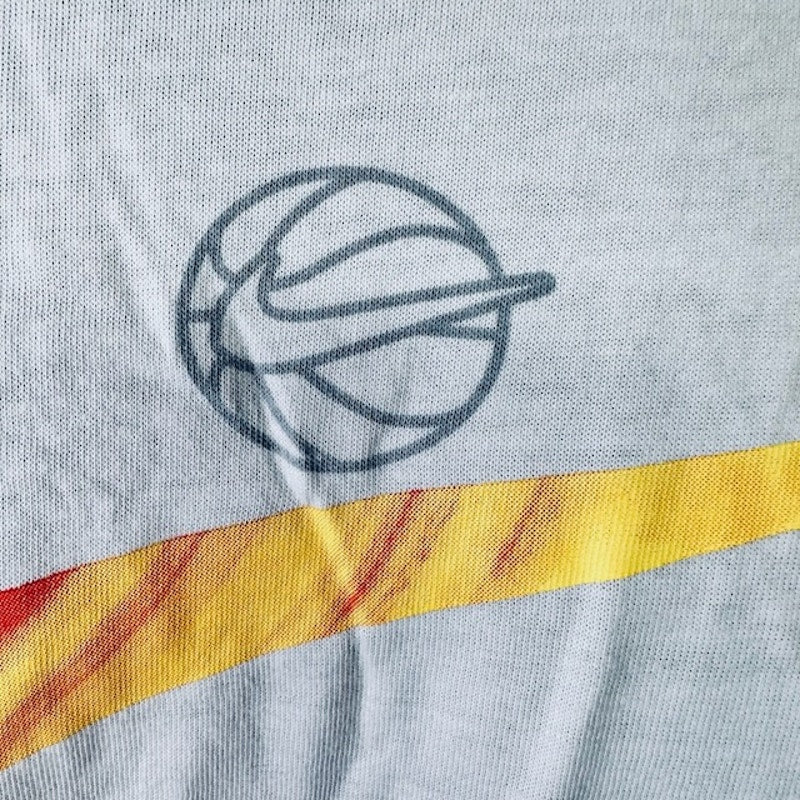 Nike BB Print Swoosh Athletic T-Shirt Dri Fit All Over Print White Mens L
