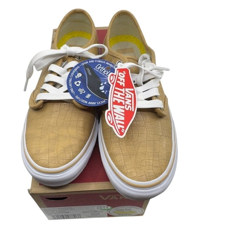 Vans Camden Deluxe Croc Skin Sneakers Low Top Canvas Camel Brown Womens 7.5