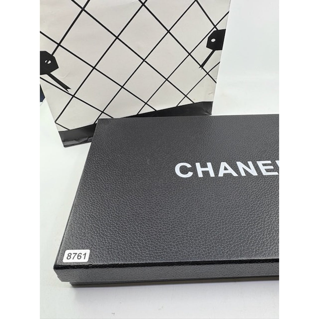Chanel Scarf Metallic Check Wool Acrylic Blend Wrap Shawl Burgundy Red OS
