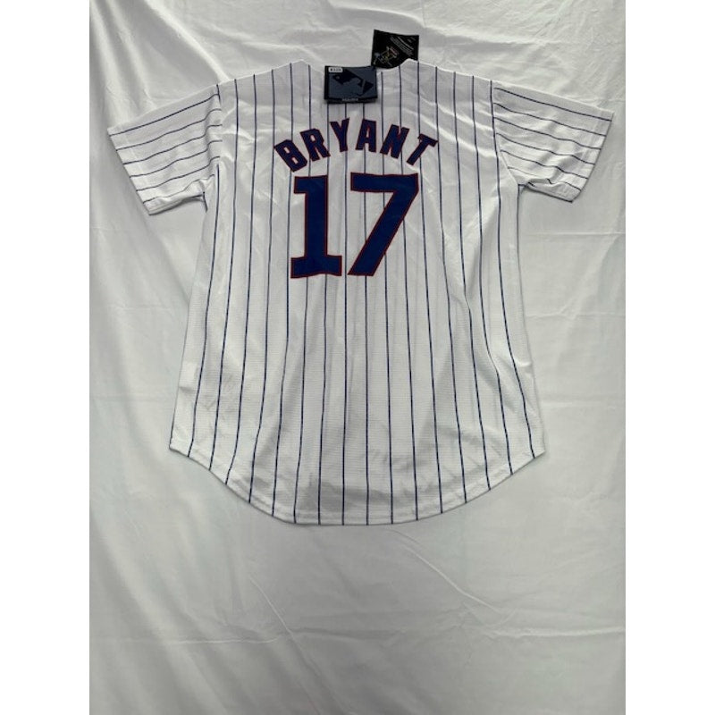 MLB Chicago Cubs Pinstripe Baseball Jersey Bryant #17 White Youth Mens Sz M