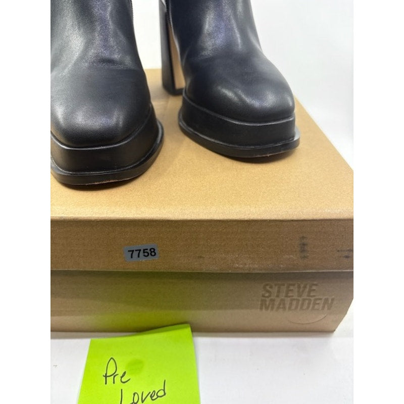 Steve Madden Myndie Knee-High Platform Boots Vegan Leather Black Womens Size 7.5