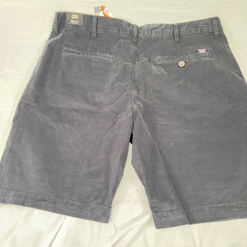 Superdry International Chino Shorts Flat Front Canvas Midnight Navy Mens 38
