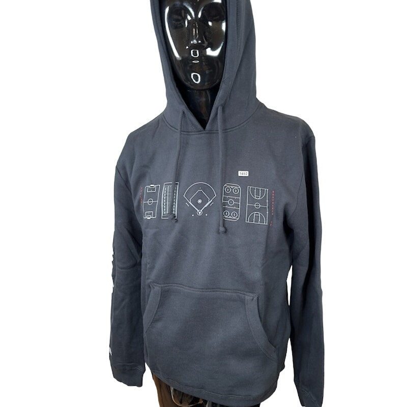 Mitchell & Ness Essentials Sports Print Hoodie Swetashirt Pullover Black M