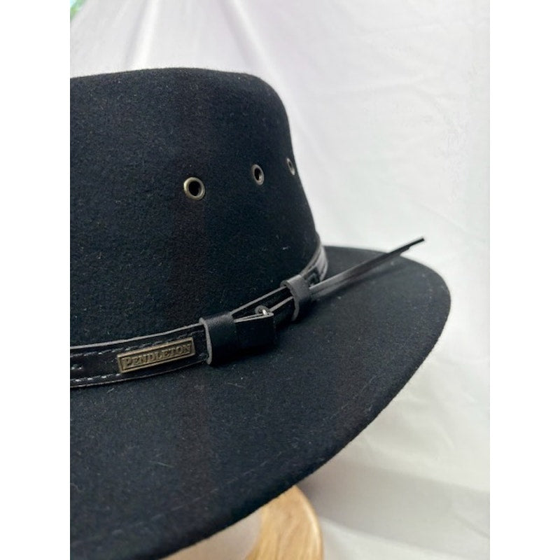 Pendleton Felt Fedora Hat Wool Leather Band Black Adult Mens/Womens Size M