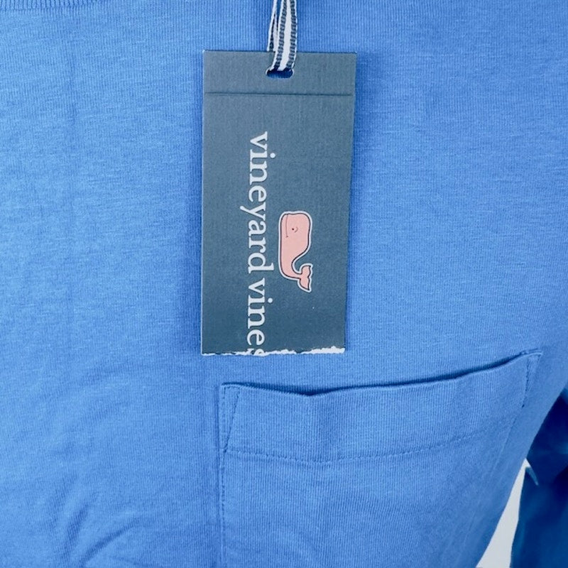 Vineyard Vines Long-Sleeve Custom Pocket Tee Shirt Cotton Blue Mens Size XS