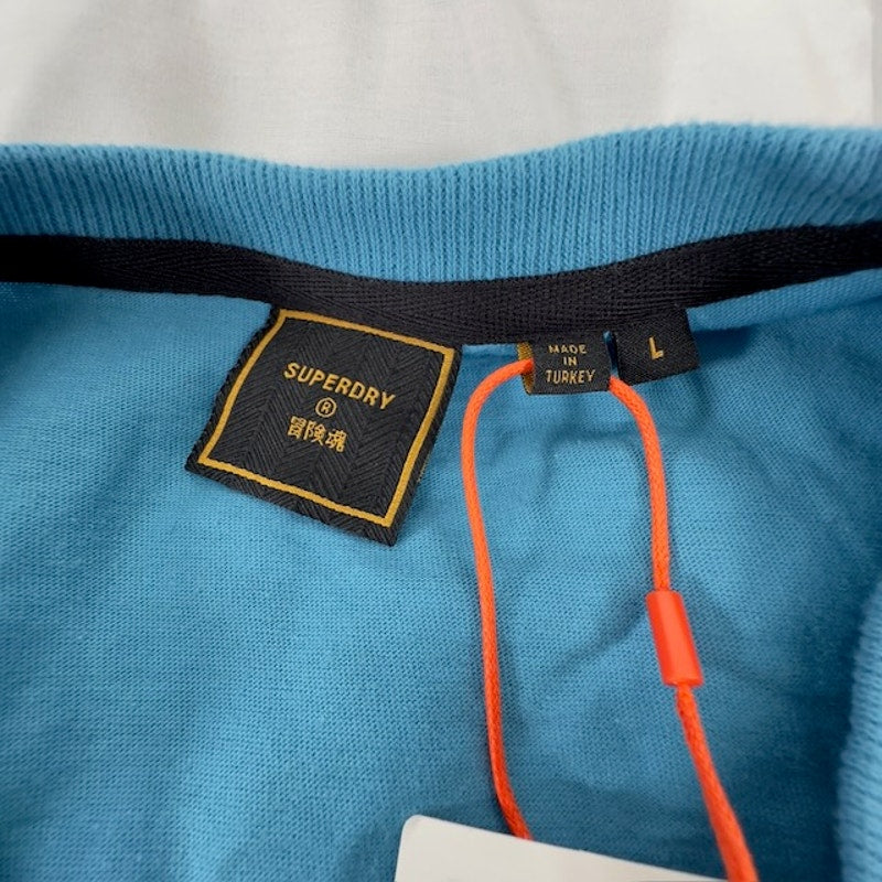 Superdry Workwear Box Fit T-Shirt Short Sleeve Graphic Tee Azure Teal Mens L