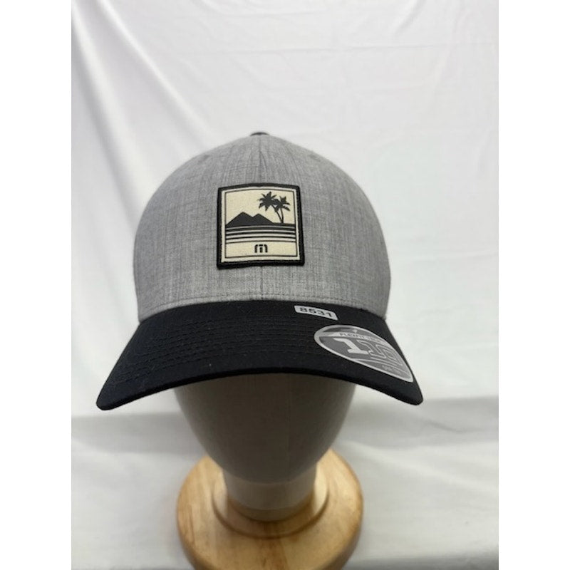 Travis Mathew Flexfit 110 Snapback Hat Palm Patch Gray Black Unisex OSFM