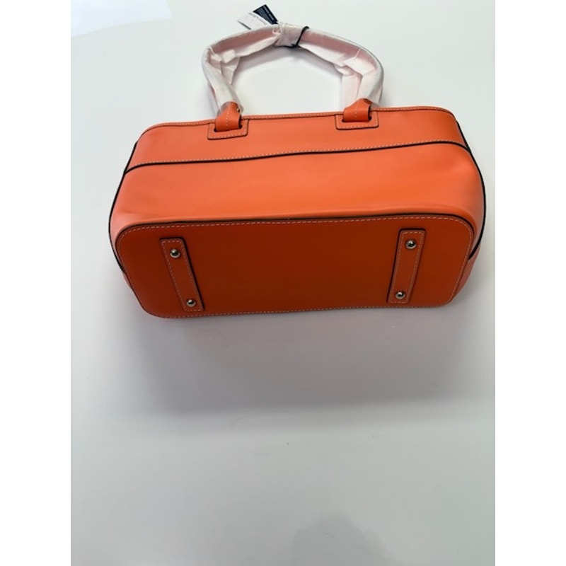 Dooney & Bourke Smooth Leather Quincey Zip Tote Shoulder Bag Zipper Orange