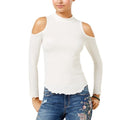 American Rag Cold-Shoulder Mock-Neck Top Long Sleeve Egret Juniors Size XS