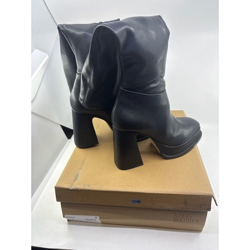 Steve Madden Myndie Knee-High Platform Boots Vegan Leather Black Womens Size 7.5