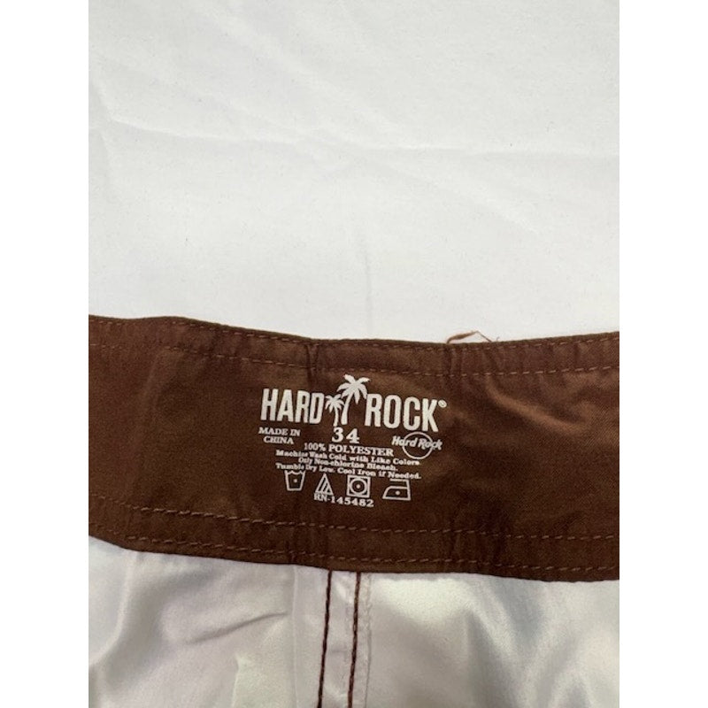 Hard Rock Cafe Vintage Surf Pinup Boardshorts Swim Beach Brown Mens Size 34