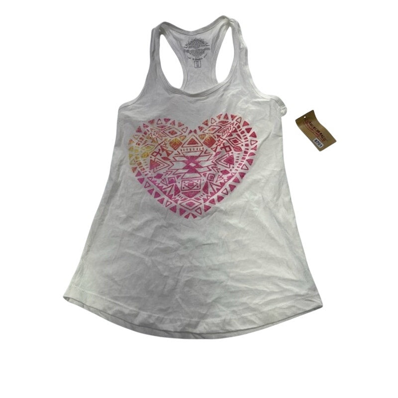 American Rag Cie Heart Graphic Racerback Tank Top White Pink Womens Size XS