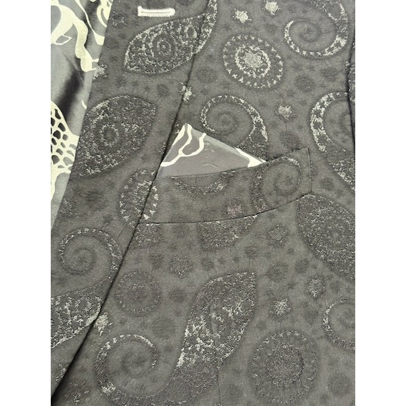 Bogosse Tibo Blazer Two Button Paisley Dragon Print Viscose Gray Mens Size 44
