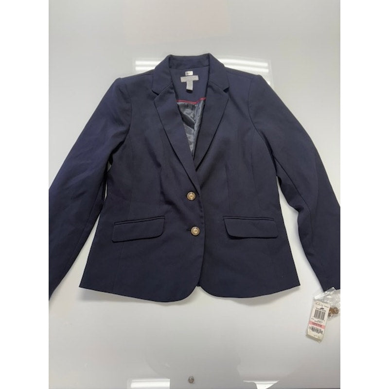 Charter Club Blazer Two Button Front Notched Lapel Navy Blue Womens Size 10P