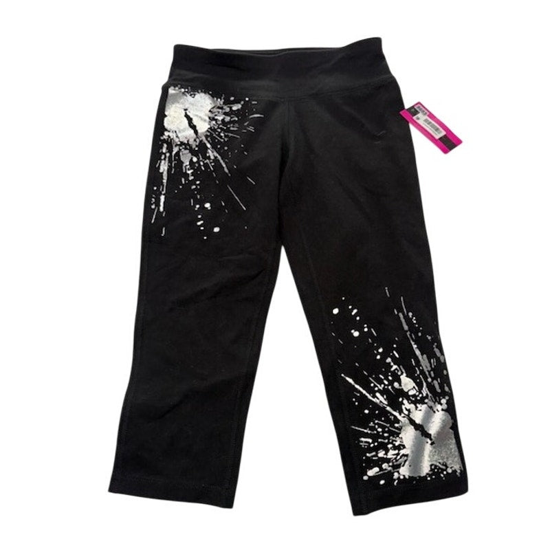 Material Girl Active Yoga Capri Leggings Paint Splatter Black Womens Size XS