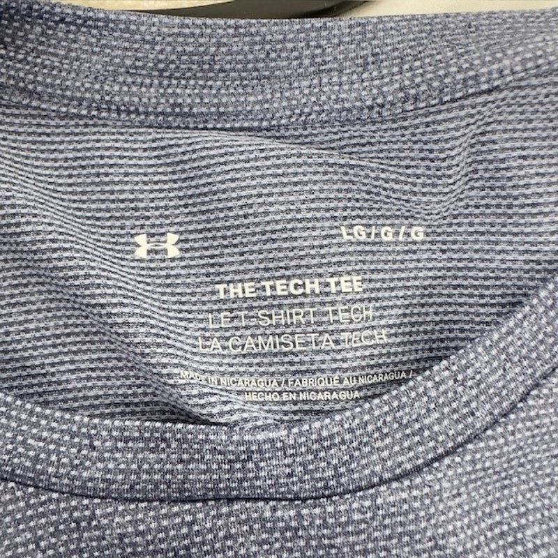 Under Armour Tech Tee Shirt Short Sleeves Quick Dry Loose Fit Gray/Blue Mens Size L