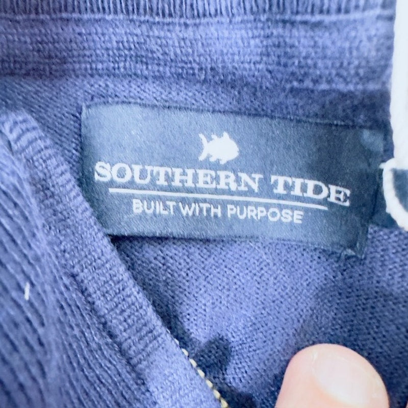 Southern Tide Pacific Quarter Zip Sweater Long Sleeves Navy Blue Mens M