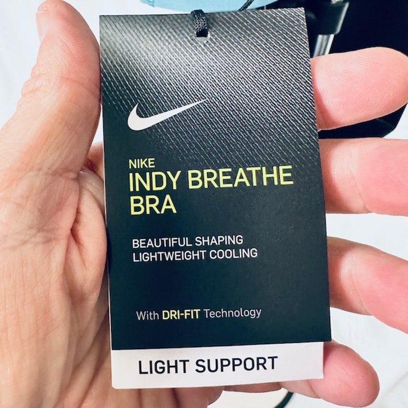 Nike Breath Sports Bra Strappy Racerback Light Support Yoga Green Womens L
