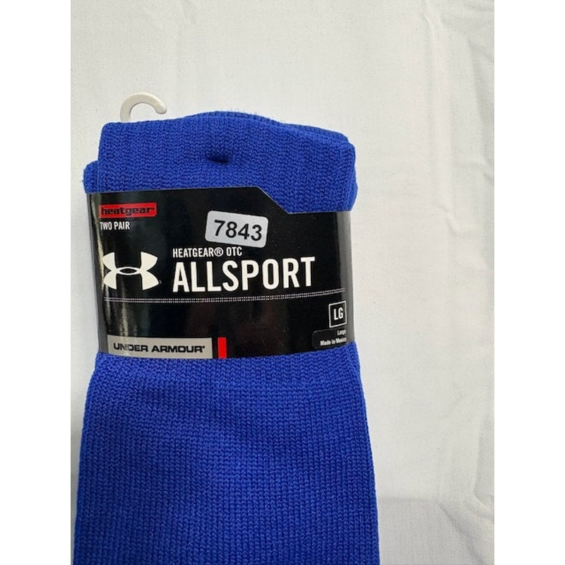 2 Pairs Under Armour HeatGear Team OTC AllSport Socks Blue Adult Size L