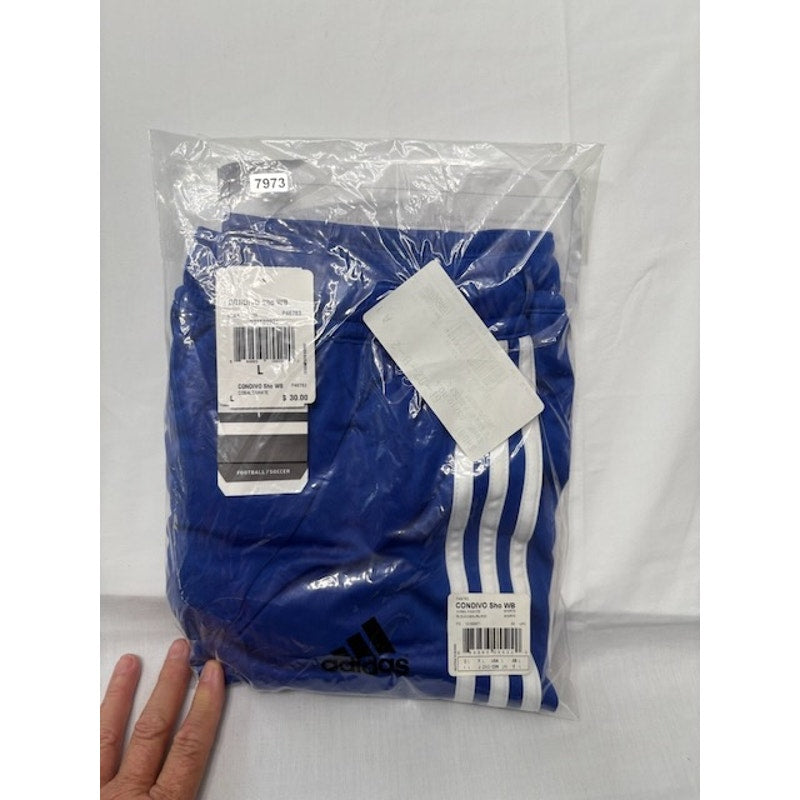 Adidas Condivo Shorts Elastic Waist Regular Fit Cobalt/White Womens Size L