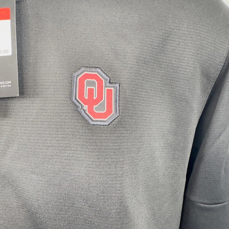 Nike Oklahoma Sooner Football On Field 1/4 Zip Jacket Gray Red Mens Size Large