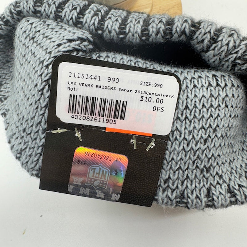 New Era NFL Las Vegas Riders Beanie Knitted Striped Black Gray Mens One Size