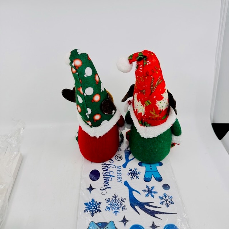 NEW 2-Pc Gnomes Santa Claus & Christmas Decals Mirror Wall Stickers Set