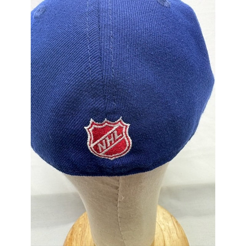 New Era New York Rangers NHL 59FIFTY Fitted Hat Flat Brim Blue Red Mens 7 1/8