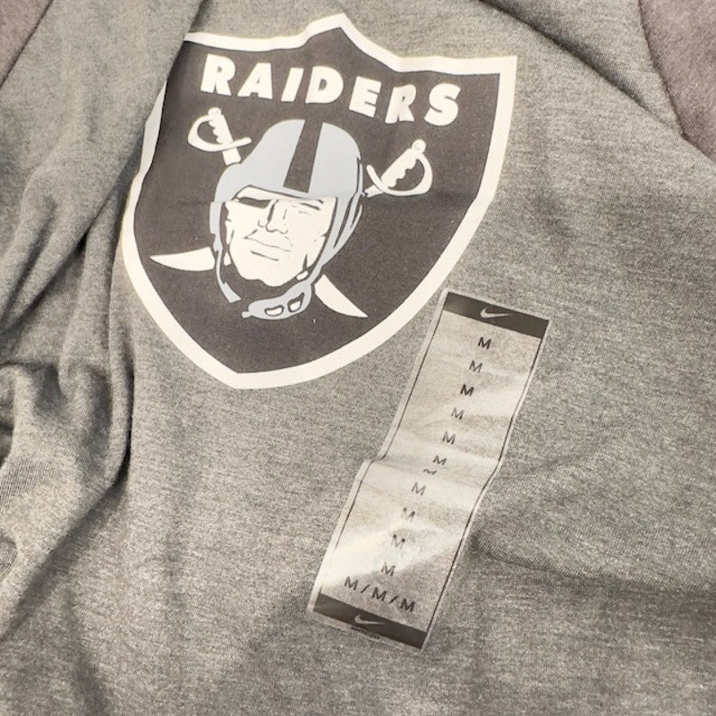 Nike NFL Las Vegas Raiders Tri-Blend Raglan 3/4-Sleeve T-Shirt Gray Womens M