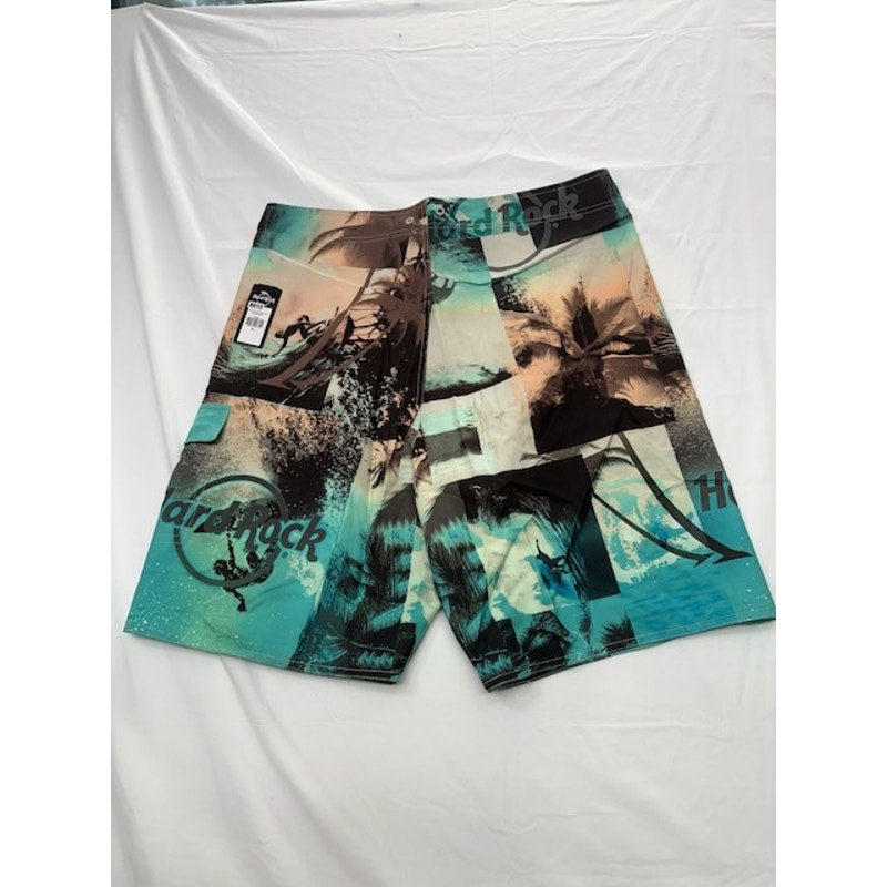 Hard Rock Cafe Photo Surf Collage Swim Boardshorts Multicolor Mens Size 36