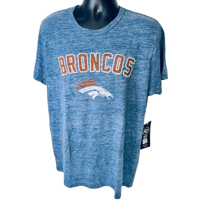 47 Brand Denver NFL Broncos T-Shirt Short Sleeve Graphic Print Blue Mens L