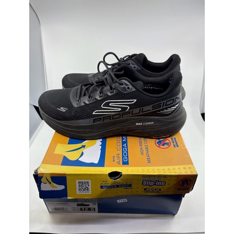 Skechers Max Cushioning Propulsion Sneaker Lace-Up Low Top Black Men's Size 12.5